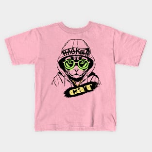 hacker cat Kids T-Shirt